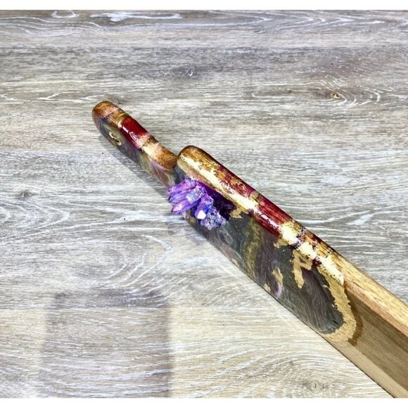 Geode Art Wood Cutting Board Purple Quartz Points - Picture 10 of 10